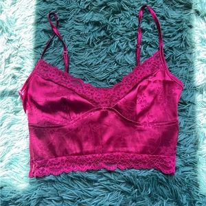 XS Red Jacquard Lace Trim Cami Top